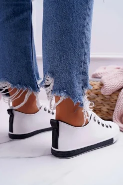 Trampki Damskie Białe Czarny Pasek Nigrid2