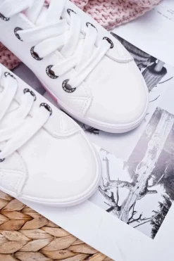 Trampki Damskie Białe Różowy Pasek Nigrid2