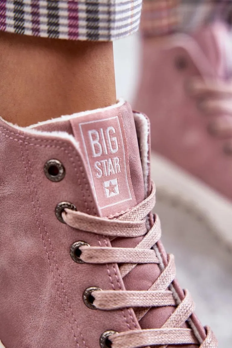 Trampki Damskie Big Star Wysokie Ocieplane Różowe EE274113