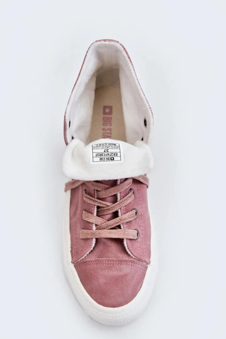 Trampki Damskie Big Star Wysokie Ocieplane Różowe EE274113