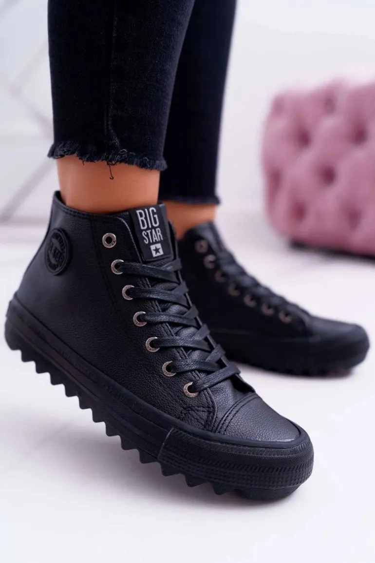 Trampki Damskie Big Star Wysokie Ocieplane Czarne EE274110