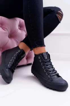 Trampki Damskie Big Star Wysokie Ocieplane Czarne EE274110