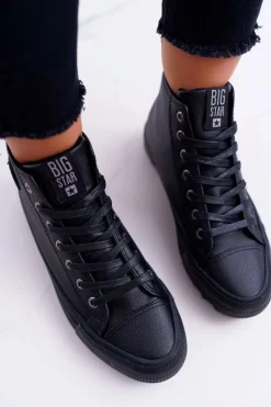 Trampki Damskie Big Star Wysokie Ocieplane Czarne EE274110