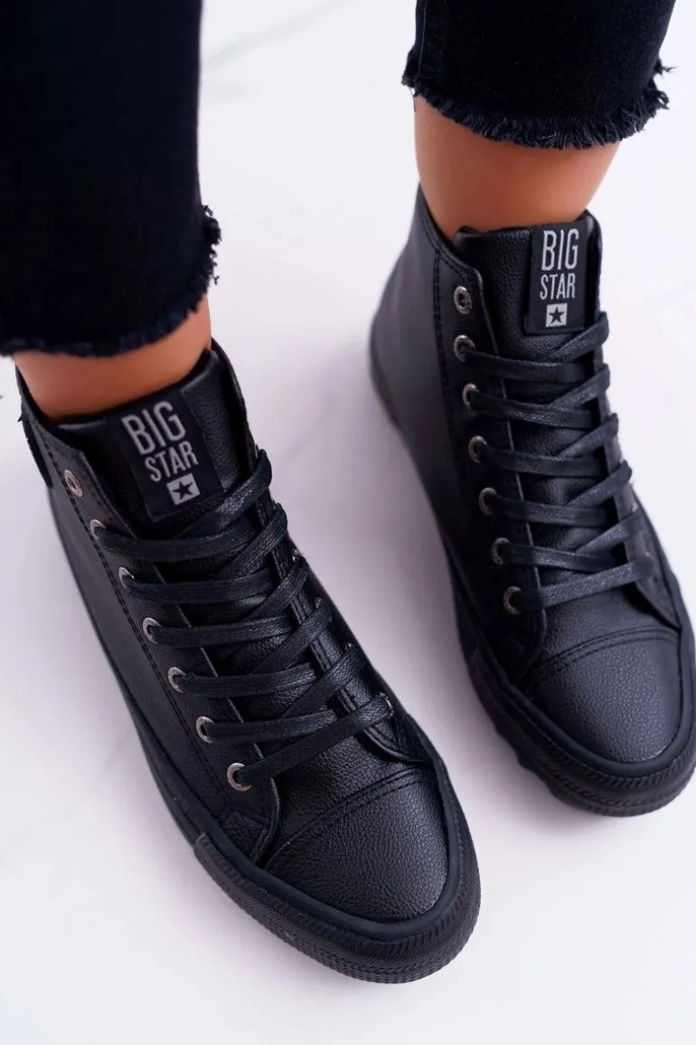 Trampki Damskie Big Star Wysokie Ocieplane Czarne EE274110