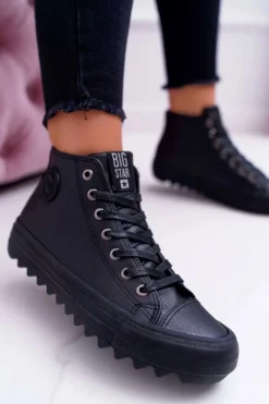 Trampki Damskie Big Star Wysokie Ocieplane Czarne EE274110