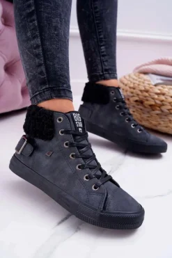 Trampki Damskie Big Star Wysokie Ocieplane Czarne EE274080