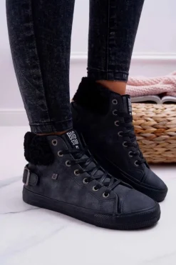 Trampki Damskie Big Star Wysokie Ocieplane Czarne EE274080