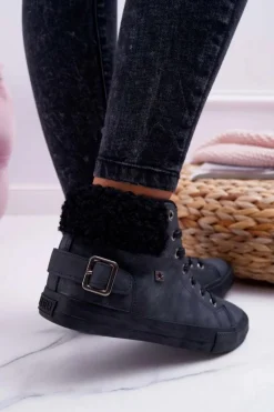 Trampki Damskie Big Star Wysokie Ocieplane Czarne EE274080