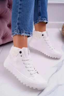 Trampki Damskie Big Star Wysokie Ocieplane Białe EE274146