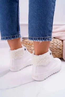 Trampki Damskie Big Star Wysokie Ocieplane Białe EE274146