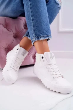 Trampki Damskie Big Star Wysokie Ocieplane Białe EE274146