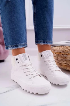 Trampki Damskie Big Star Wysokie Ocieplane Białe EE274146