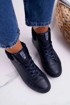 Trampki Damskie Big Star Wysokie Ocieplane Granatowe EE274147