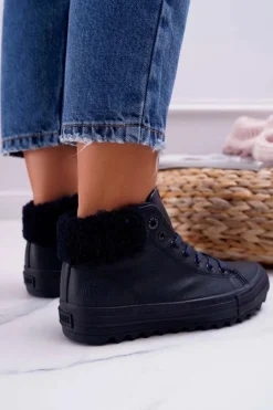 Trampki Damskie Big Star Wysokie Ocieplane Granatowe EE274147