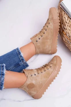 Trampki Damskie Big Star Wysokie Ocieplane Camel EE274116