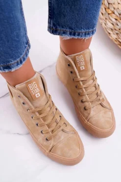Trampki Damskie Big Star Wysokie Ocieplane Camel EE274116