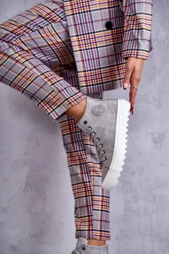 Trampki Damskie Big Star Wysokie Ocieplane Szare EE274114