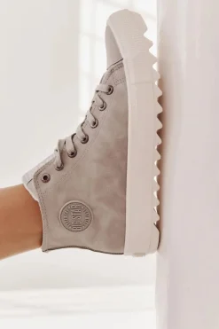 Trampki Damskie Big Star Wysokie Ocieplane Szare EE274114