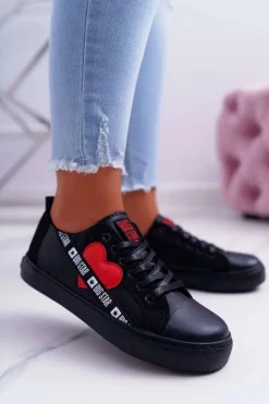 Trampki Damskie Big Star Czarne z Sercem EE274256