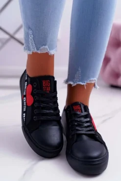 Trampki Damskie Big Star Czarne z Sercem EE274256