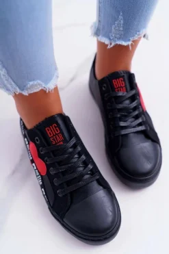 Trampki Damskie Big Star Czarne z Sercem EE274256