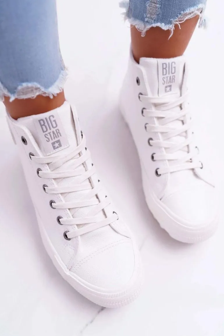 Trampki Damskie Big Star Wysokie Ocieplane Białe EE274111