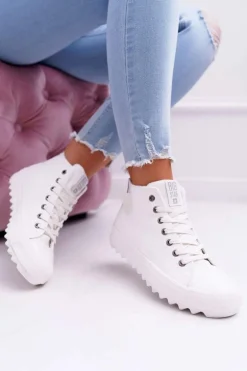 Trampki Damskie Big Star Wysokie Ocieplane Białe EE274111