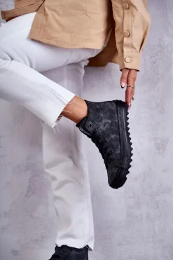 Trampki Damskie Big Star Wysokie Ocieplane Czarne GG274069