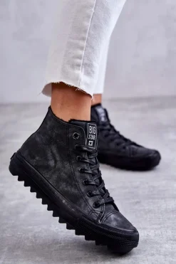 Trampki Damskie Big Star Wysokie Ocieplane Czarne GG274069