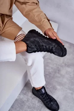 Trampki Damskie Big Star Wysokie Ocieplane Czarne GG274069