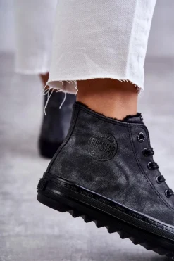 Trampki Damskie Big Star Wysokie Ocieplane Czarne GG274069