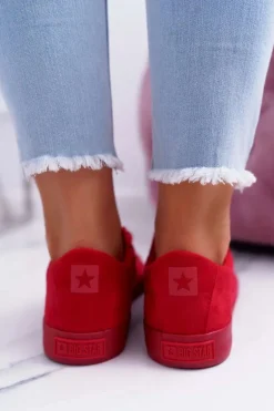 Trampki Damskie Big Star Zamsz Czerwone EE274044