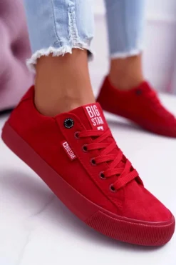 Trampki Damskie Big Star Zamsz Czerwone EE274044