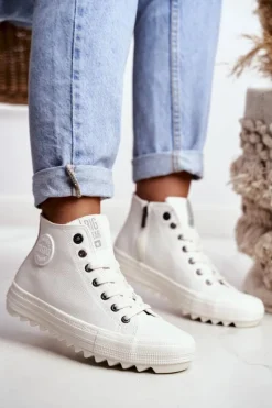 Trampki Damskie Big Star Wysokie Ocieplane Białe GG274108