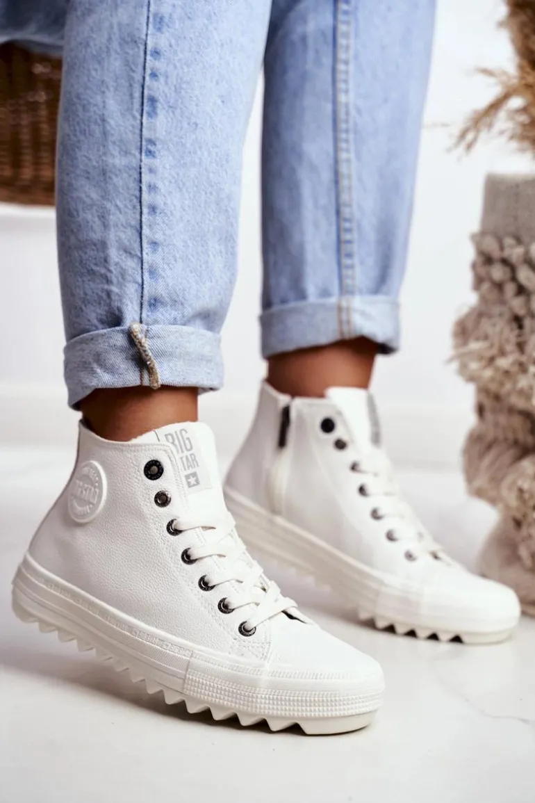 Trampki Damskie Big Star Wysokie Ocieplane Białe GG274108