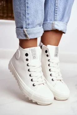 Trampki Damskie Big Star Wysokie Ocieplane Białe GG274108