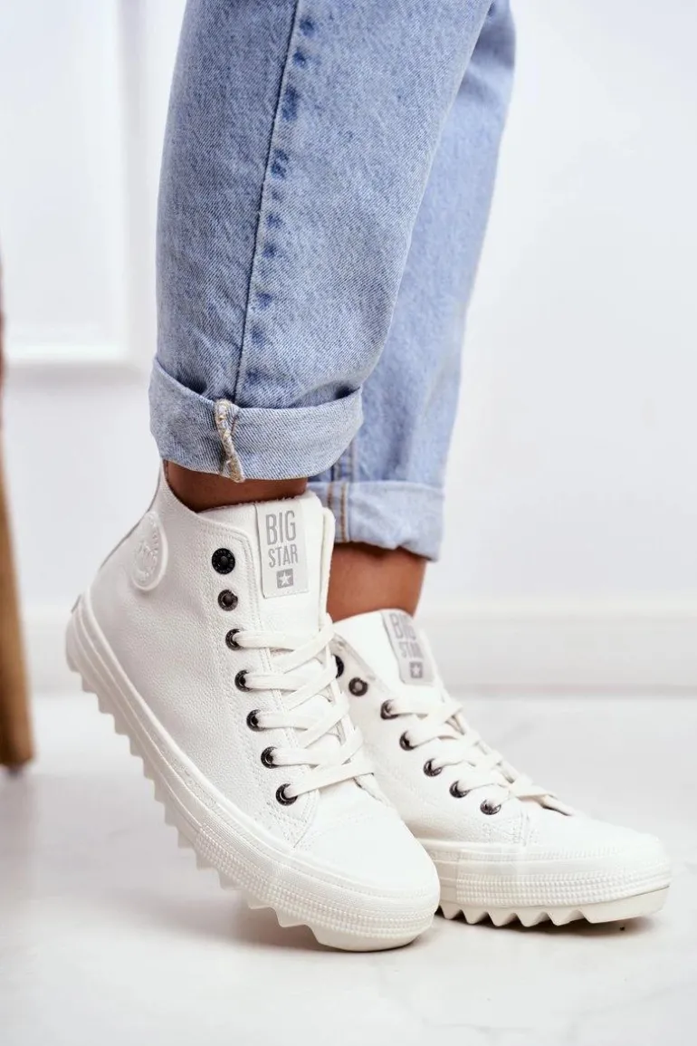 Trampki Damskie Big Star Wysokie Ocieplane Białe GG274108