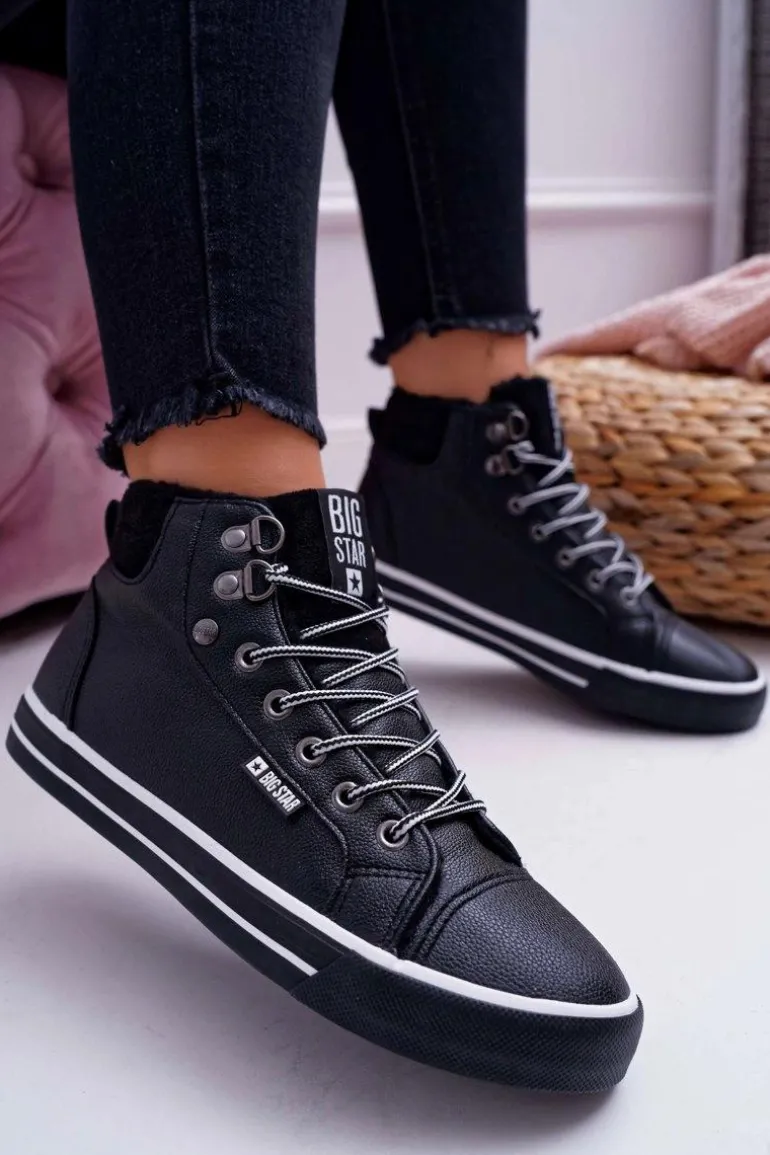 Trampki Damskie Big Star Wysokie Czarne Ocieplane EE274410