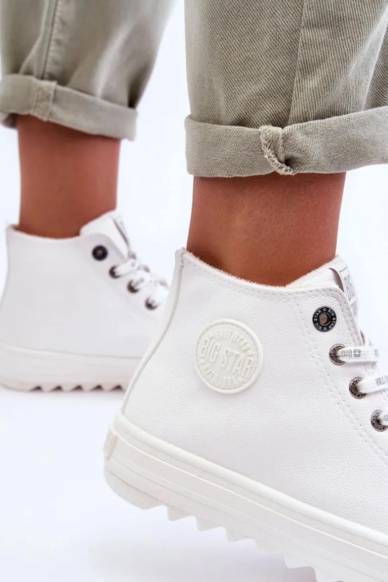 Trampki Damskie Big Star Wysokie Ocieplane Białe GG274108