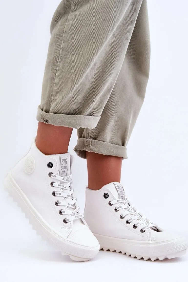 Trampki Damskie Big Star Wysokie Ocieplane Białe GG274108