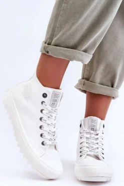 Trampki Damskie Big Star Wysokie Ocieplane Białe GG274108