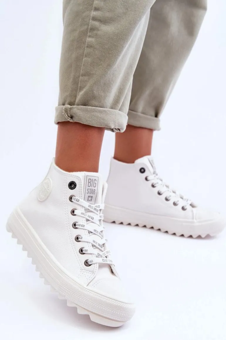 Trampki Damskie Big Star Wysokie Ocieplane Białe GG274108