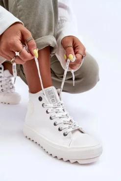 Trampki Damskie Big Star Wysokie Ocieplane Białe GG274108