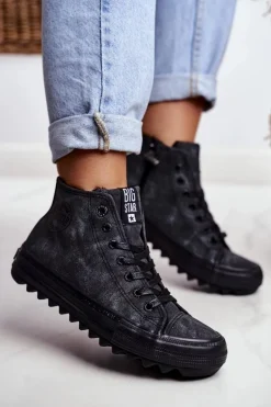 Trampki Damskie Big Star Wysokie Ocieplane Czarne GG274069