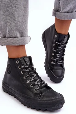 Trampki Damskie Big Star Wysokie Ocieplane Czarne EE274110