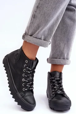 Trampki Damskie Big Star Wysokie Ocieplane Czarne EE274110