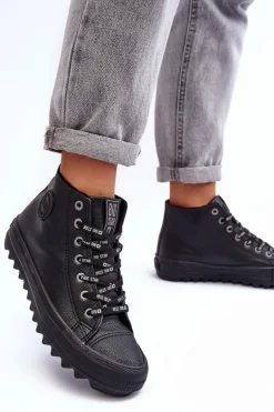 Trampki Damskie Big Star Wysokie Ocieplane Czarne EE274110