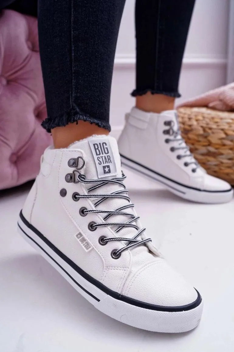 Trampki Damskie Big Star Wysokie Białe Ocieplane EE274411