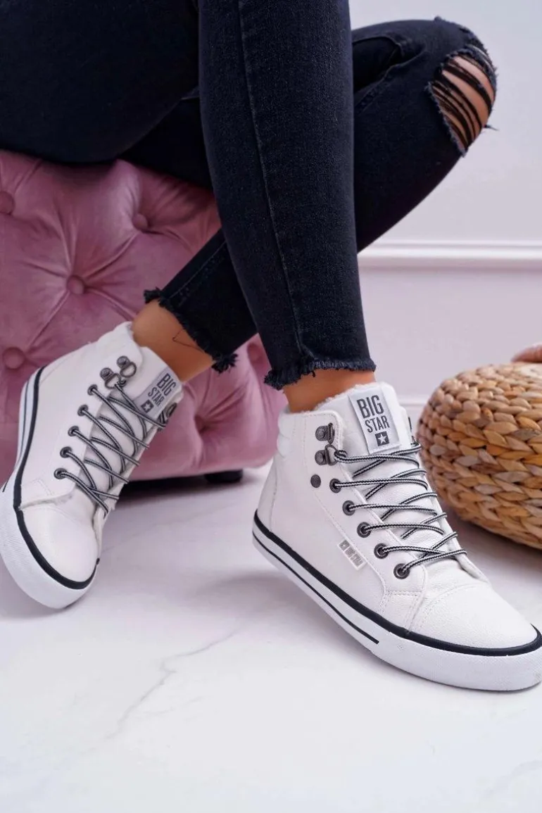 Trampki Damskie Big Star Wysokie Białe Ocieplane EE274411