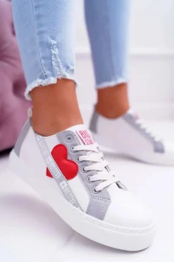 Trampki Damskie Big Star Białe z Sercem EE274257